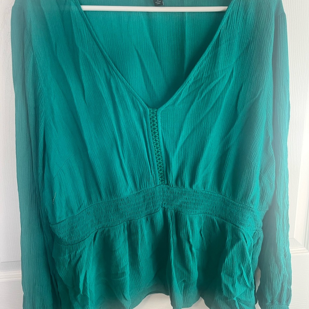 Torrid Teal V-Neck Blouse